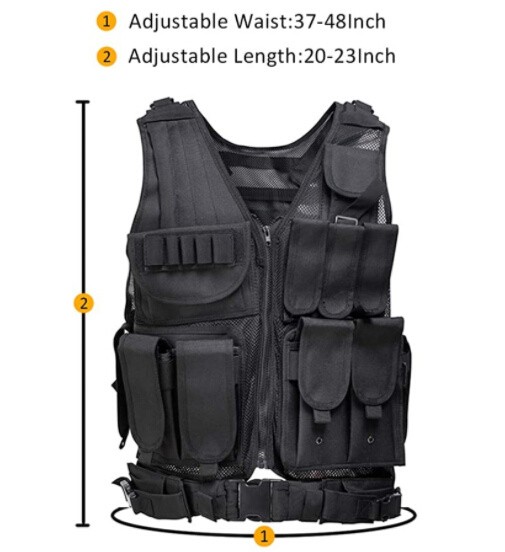Outdoor Lightweight Nylon Combat Training Modular Assault CS Military Tactical Vest with Detachable Belt