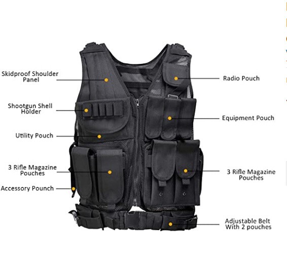Outdoor Lightweight Nylon Combat Training Modular Assault CS Military Tactical Vest with Detachable Belt
