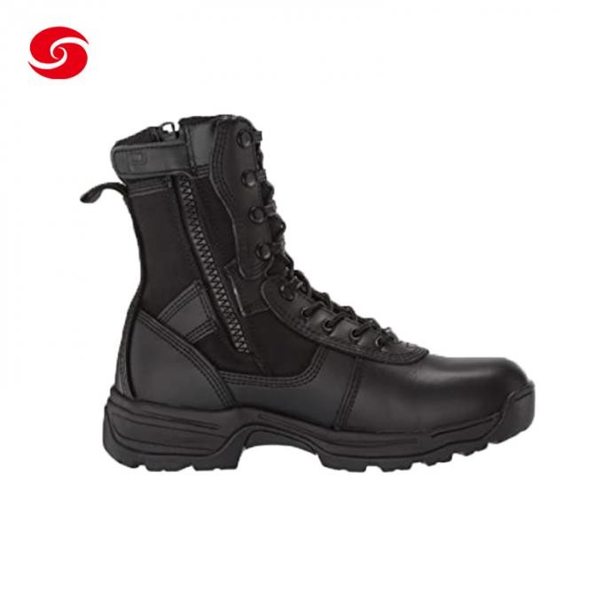High Quality Fashion Custom Black Police Snake Proof Waterproof Military Boots Tactical with Zipper