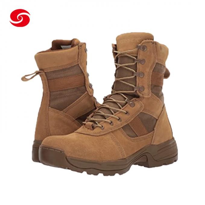 Military Molded Sole Leather Army Combat Boots with Heel Black Ligthtweight Boots