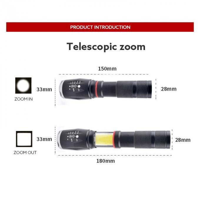 USB Rechargeble Aluminum Solar Power Flashlight with Compass