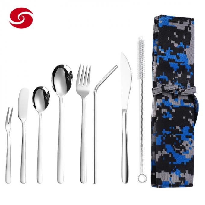 Stainless Steel Portable Adult Kids Tableware Set Travel Picnic Camping Dinnerware Set